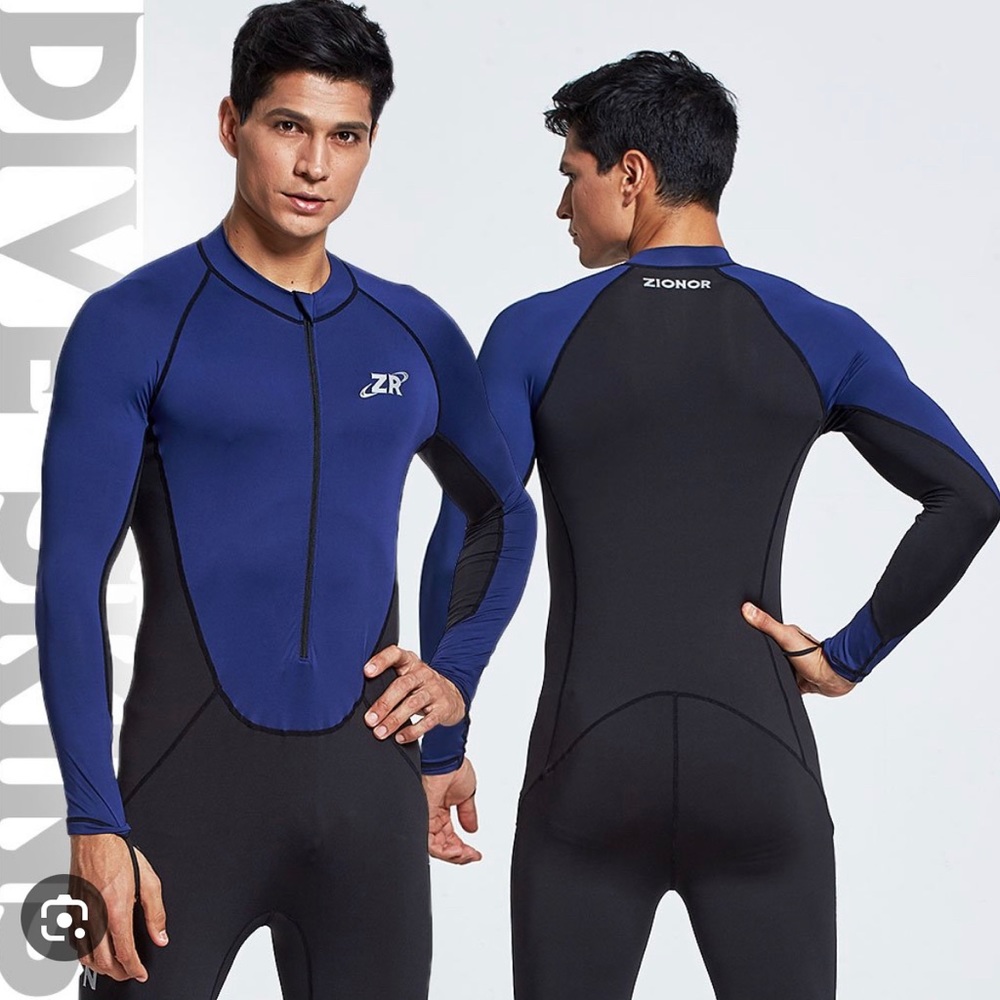 NWT Zionor Men’s Rash Guard Full Body Diving Blue size S
